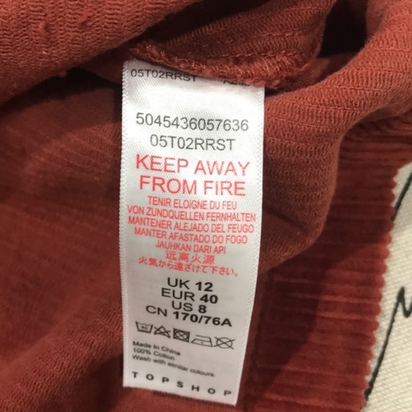 TOPSHOP Rust Corduroy Double Buckle Mini Skirt - Picture 3 of 7